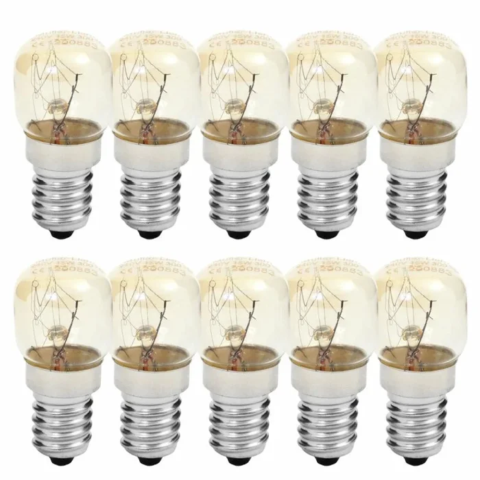 10 x Backofenlampe 300° T22 Röhre 15W E14 klar Glühbirne Glühlampe 15 Watt warmweiß 2400K dimmbar