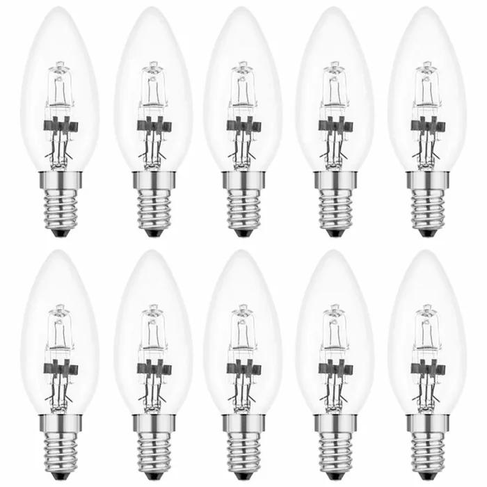 10 x Eco Halogen Kerzen 18W ~ 25W E14 klar warmweiß 2900K dimmbar