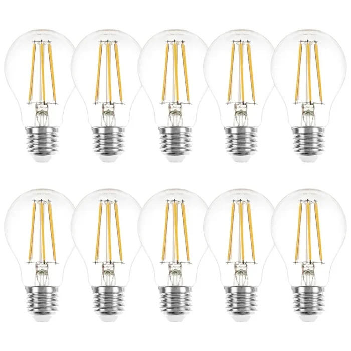 10 x LED Filament Leuchtmittel Birnenform 5W E27 klar 540lm extra warmweiß 2200K