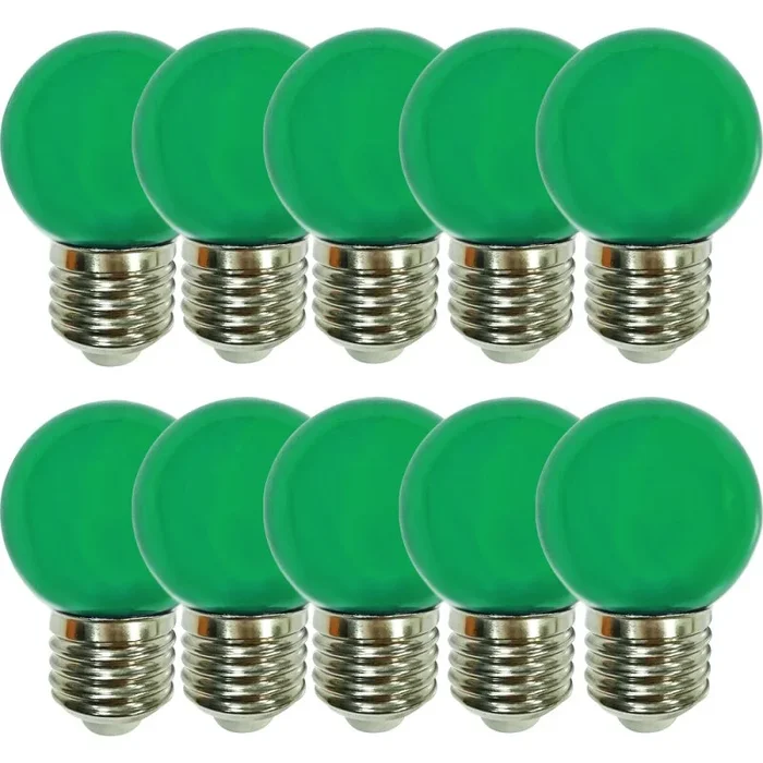 10 x LED Leuchtmittel Tropfen Kugel 2W E27 360° GRÜN