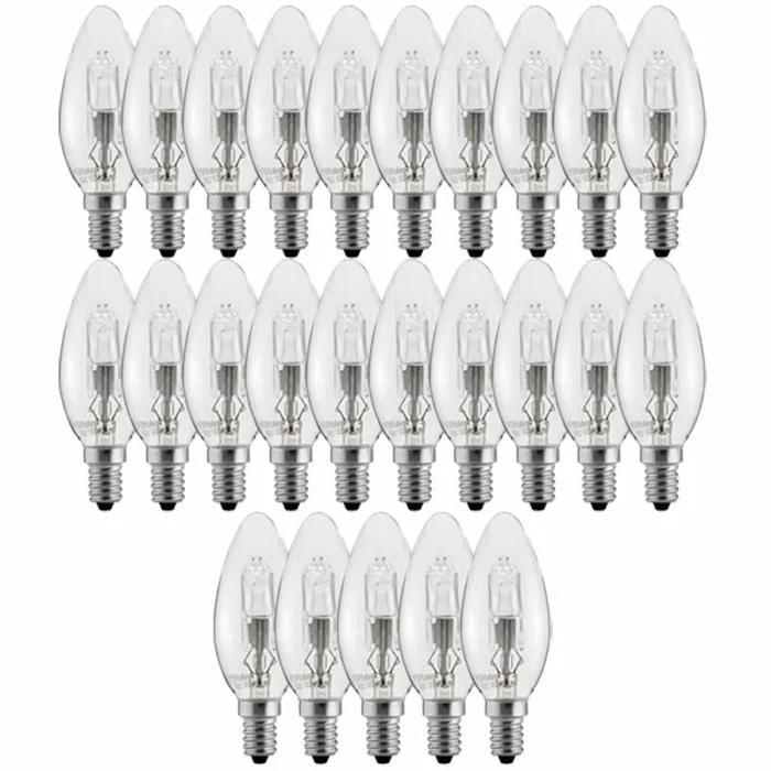 25 x Spectrum Halogen Leuchtmittel Kerzen 28W fast 40W E14 klar warmweiß 2700K dimmbar 2000h