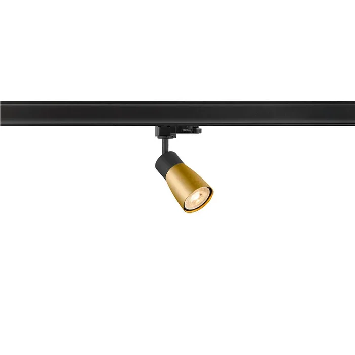 3-Phasen-Strahler PURI 2.0 DOME, GU10 max. 6W, drehbar und schwenkbar, schwarz / gold