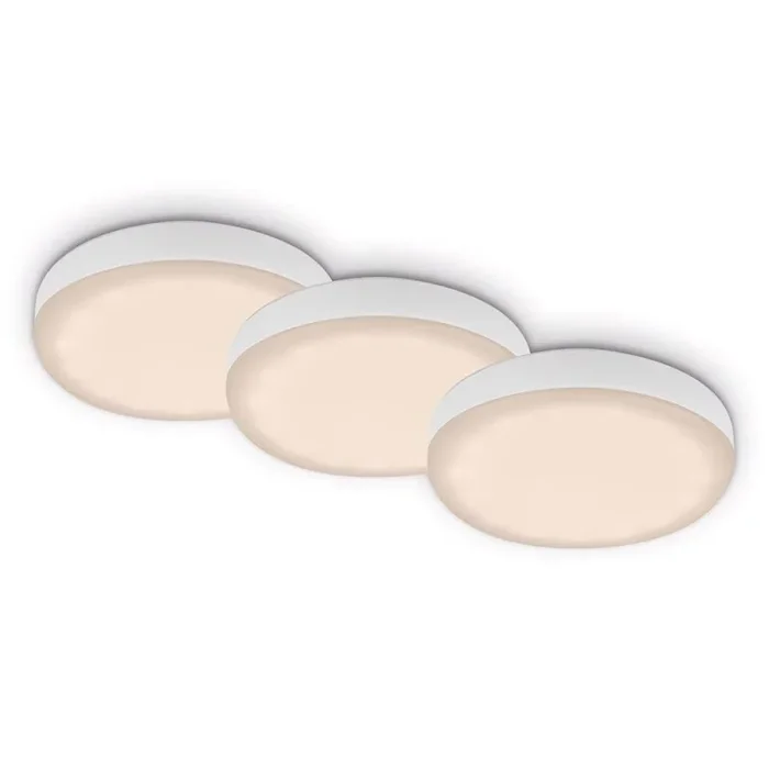 3 x Briloner LED Einbauleuchten Weiß rund Ø7,5cm IP44 3W 350lm Warmweiß 3000K