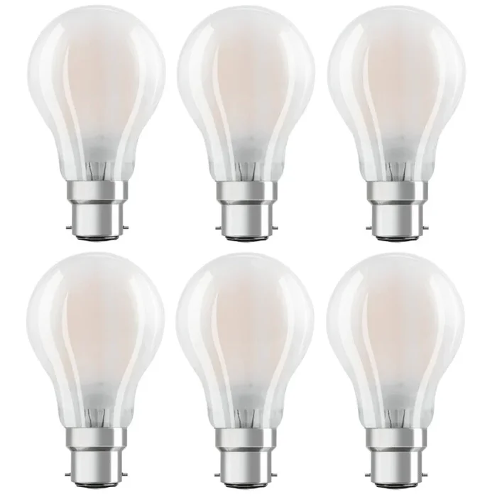 6 x Osram LED Filament Leuchtmittel Star Classic Birne A60 7W = 60W B22d matt 806lm warmweiß 2700K