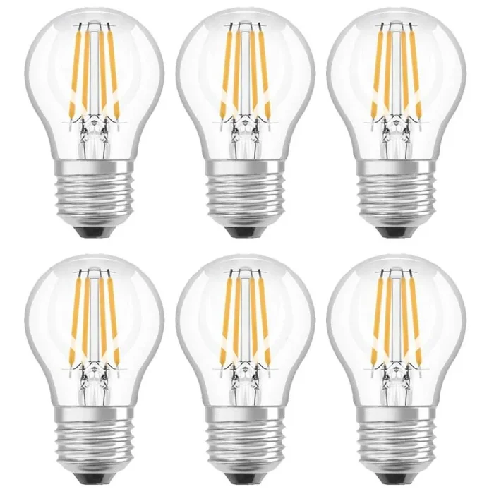6 x Osram LED Filament Leuchtmittel Tropfen 6W = 60W E27 klar 806lm 827 warmweiß 2700K