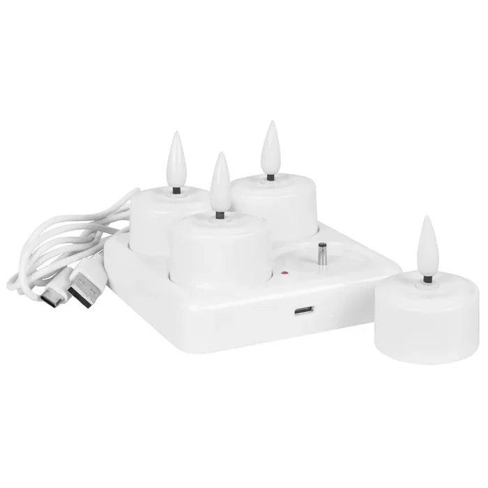 Akku LED Teelichter 4er Set warmweiß
