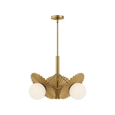 Alora Plume Three Light Chandelier in Brushed Gold/Opal Glass – CH501322BGOP
