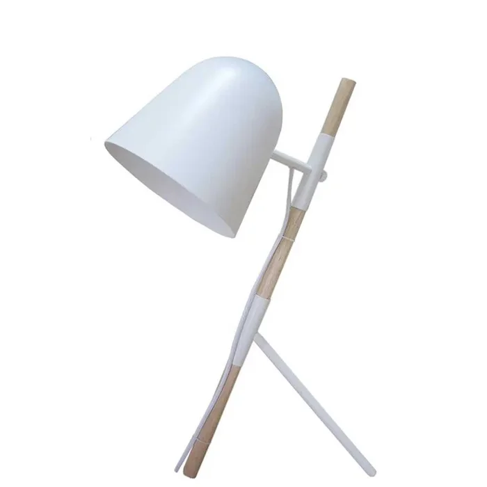 Artdelight – Land Tischlampe Sensa Stativ weiß mit Holz