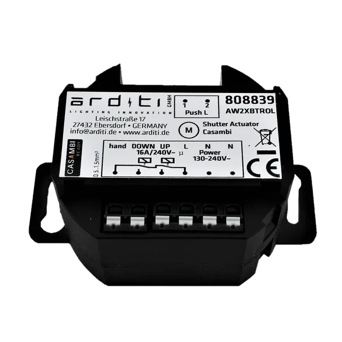 Bluetooth-Schaltaktor / Roll-Laden-Steuerung CASAMBI AW2XBTROL, Unterputz (UP), 230V AC, sek. 16A, f�r 2 externe Taster