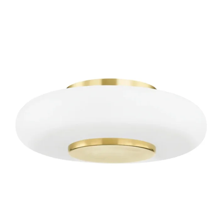 Blyford 1-Light Flush Mount in Aged Brass by PEMBROOKE & IVES 9.5L x 9.5W x 3.25HPI1896501-AGB