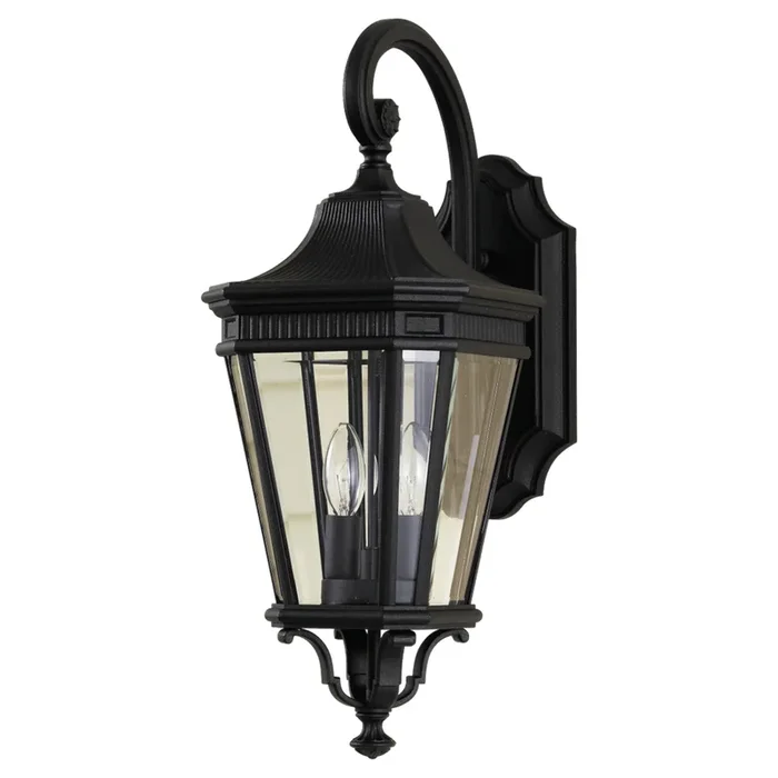 Cotswold Lane Small Lantern Traditional Outdoor Fixture 9″ Width 20.5″ Height Aluminum Irregular Clear Beveled Shade in BlackOL5401BK