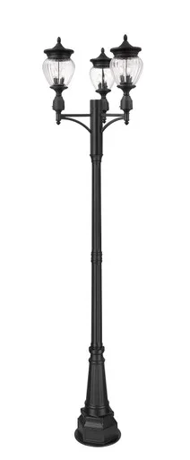 Davina Three Light Outdoor Post Mounted Fixture (5016PHMR-3-564P-BK)