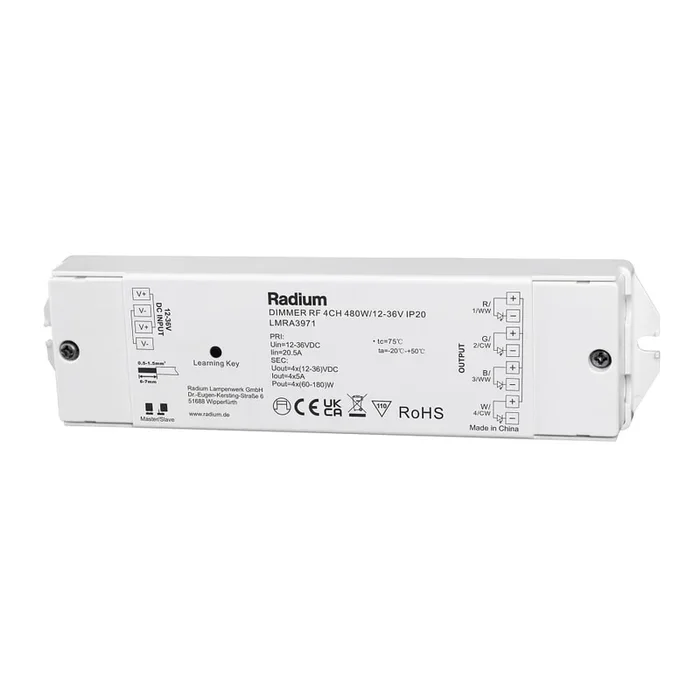 Dimmer f�r Funk-Fernbedienung, DIMMER RF 4CH 480W/12-36V IP20
