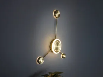 ECO-LIGHT Große LED Wandleuchte SOLAR Aluminium in Gold, Höhe 53cm