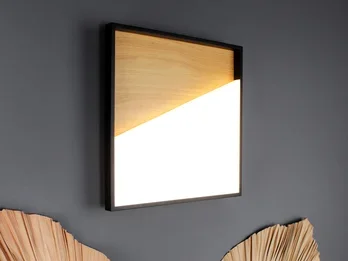 ECO-LIGHT LED Decken- und Wandleuchte VISTA flach & dimmbar in Holzoptik-Schwarz, 40x40cm