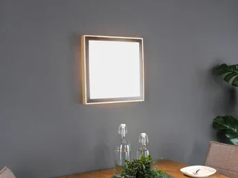 ECO-LIGHT LED Wandleuchte SOLSTAR für Wand & Decke, Holzdesign eckig 39x39cm