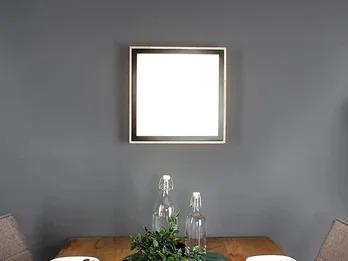 ECO-LIGHT LED Wandleuchte SOLSTAR für Wand & Decke Holzdesign, Quadrat 33cm