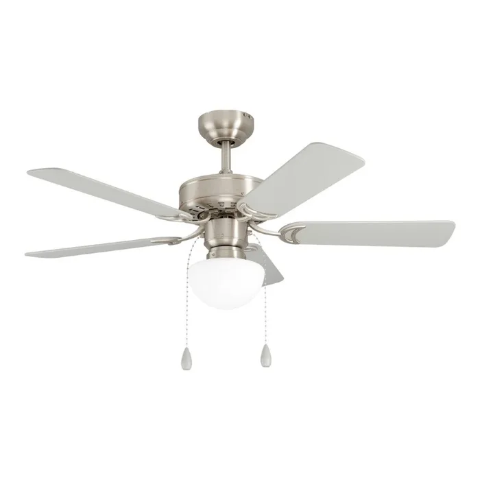 Eglo – Deckenventilatorlampe Cadiz E27 106 cm Edelstahl