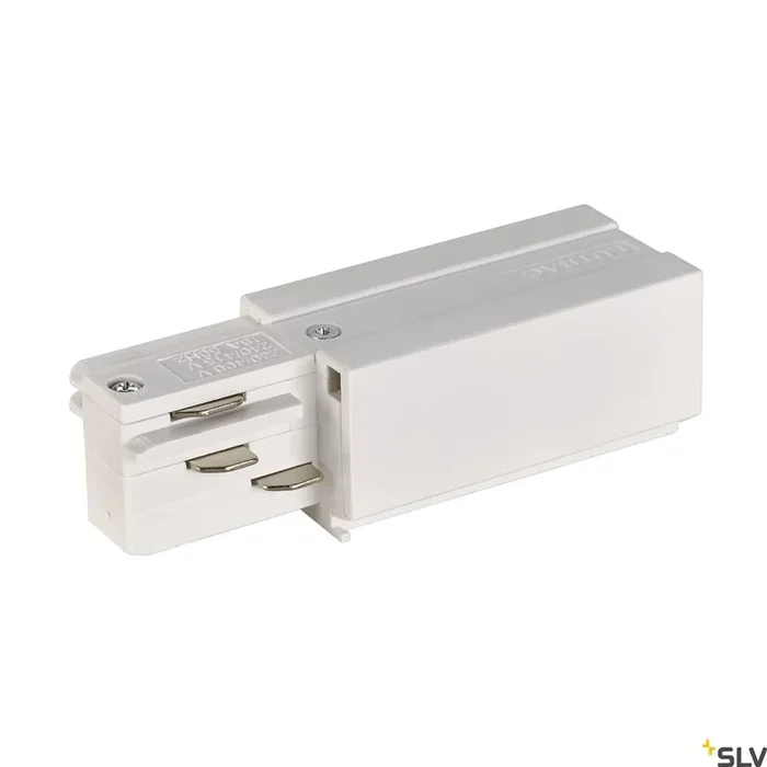 EINSPEISER, für EUTRAC Hochvolt 3Phasen-Aufbauschiene, Erde rechts, weiß