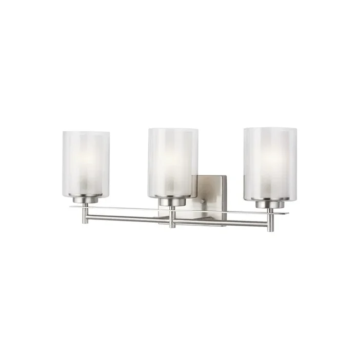 Elmwood Park Three Light Bath LED Traditional Wall Fixture 22.25″ Width 8.5″ Height Steel Round Satin Etched Shade in Brushed Nickel4437303EN3-962