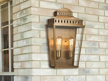 Elstead Lighting Außenwandleuchte MANSION HOUSE im Landhausstil, Altmessing Höhe 49cm