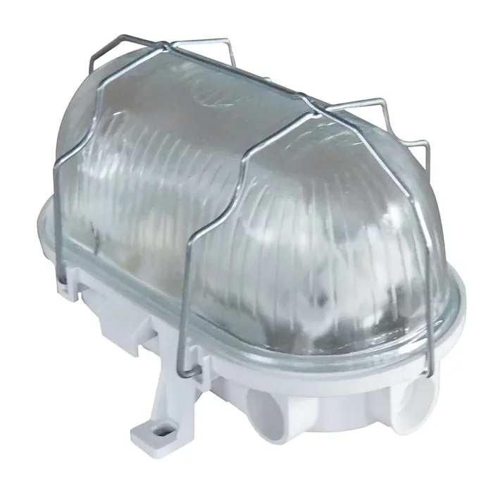 Feuchtraumleuchte BASIS, E27, IP44, Metall-Korb, oval, wei�