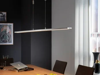 Fischer & Honsel LED Pendelleuchte METZ Silber dimmbar & höhenverstellbar, Breite 120cm