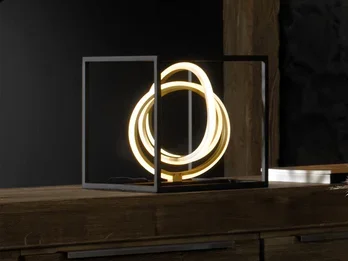 Fischer & Honsel LED Tischleuchte GISI Schwarz Gold mit Touchdimmer, Höhe 25cm