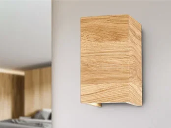 Fischer & Honsel LED Wandleuchte SHINE WOOD Holz rechteckig Up and Down, Höhe 18cm