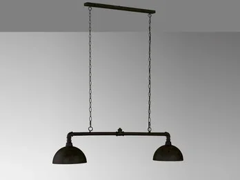 Fischer & Honsel Pendelleuchte LEITUNG 2-flammig Industrial Schwarz Gold Design Rohr, Breite 87cm