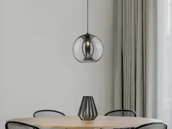 Fischer & Honsel Pendelleuchte OPIE einflammig Rauchglas Kugel, Ø 30cm