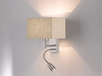 Fischer & Honsel Wandleuchte DREAM mit LED Leselampe & Stoffschirm Beige, Höhe 38cm