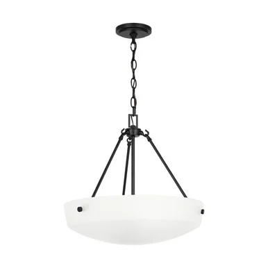 Generation Lighting Kerrville Three Light Pendant in Midnight Black – 6615203-112