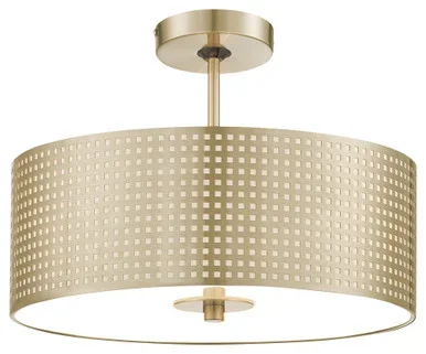 George Kovacs Grid Three Light Semi Flush Mount in Soft Rass – P5747-695