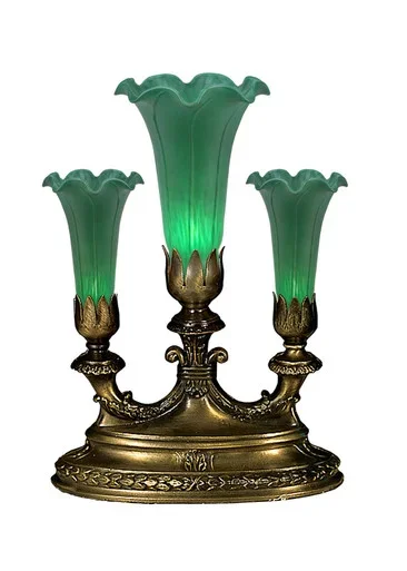 Green Tiffany Pond Lily Three Light Accent Lamp (11265)