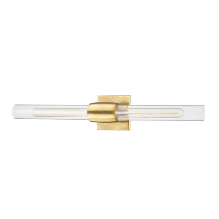 Hogan 2-Light Wall Sconce in Aged Brass 4.5L x 4.5W x 24.5H7552-AGB