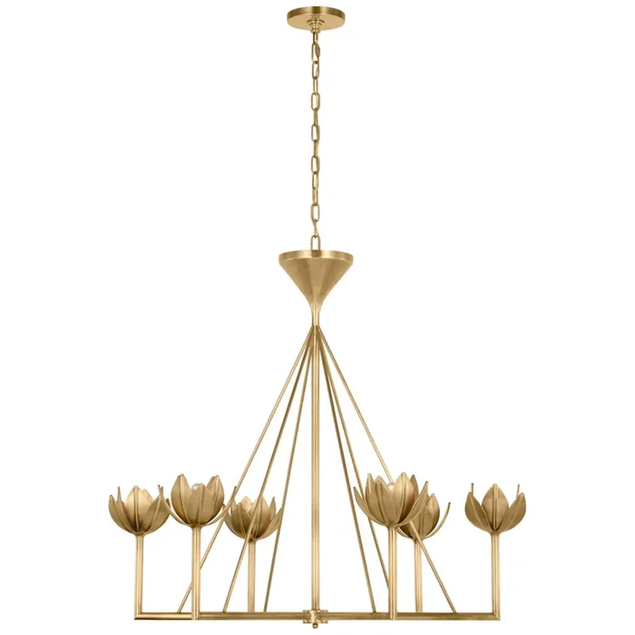 Julie Neill Alberto Large Low Ceiling Chandelier in Antique-Burnished Brass Ceiling Light W38.75″ x H34.75″JN 5008AB