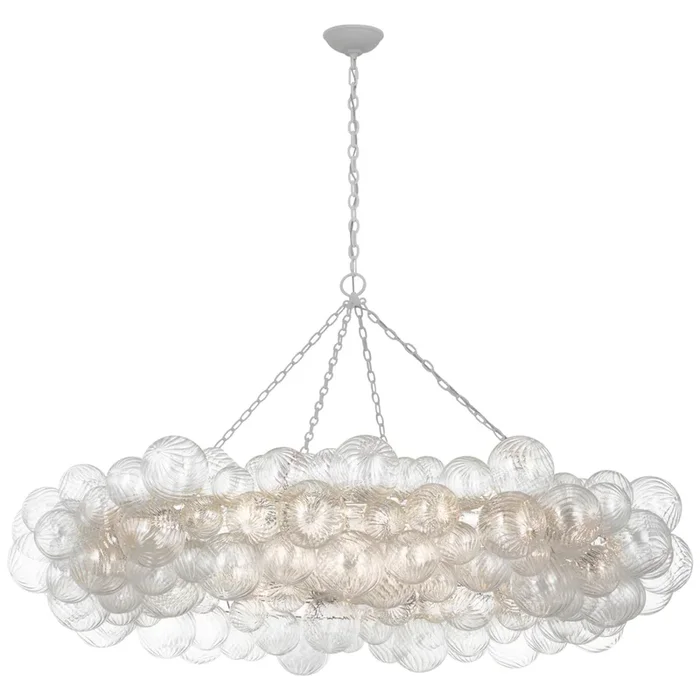 Julie Neill Talia 63″ Ring Chandelier in Plaster White and Clear Swirled Glass Ceiling Light W63″JN 5109PW/CG
