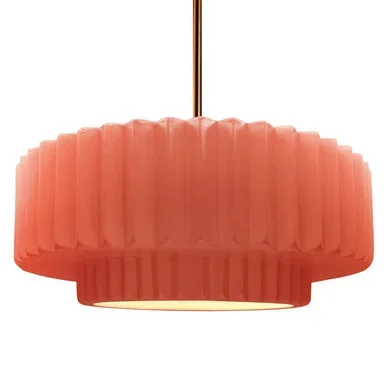 Justice Designs Radiance One Light Pendant in Gloss Blush – CER-6555-BSH-BRSS-RIGID