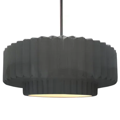 Justice Designs Radiance One Light Pendant in Gloss Grey – CER-6555-GRY-NCKL-RIGID