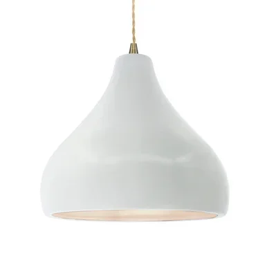 Justice Designs Radiance One Light Pendant in Gloss White – CER-6565-WHT-ABRS-BEIG-TWST