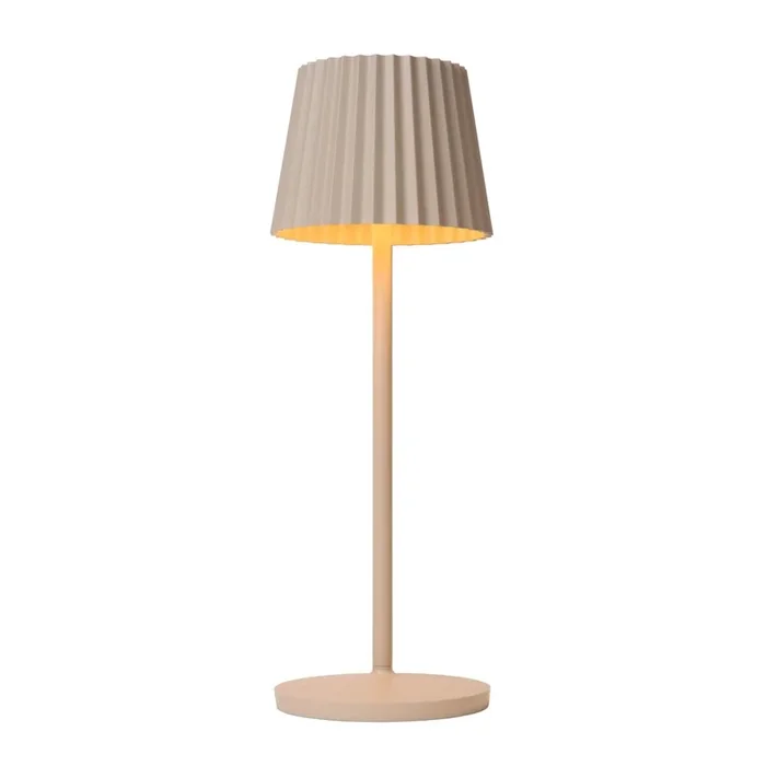 Justine oplaadbare tafellamp buiten batterij/batterij LED Dim. 1x2W 2700K IP54 met draadloos oplaadstation beige
