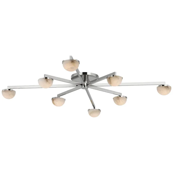 Kelly Wearstler Pedra Extra Large Staggered Arm Flush Mount in Polished Nickel with Alabaster Ceiling Light W48″ x H6″KW 4623PN-ALB