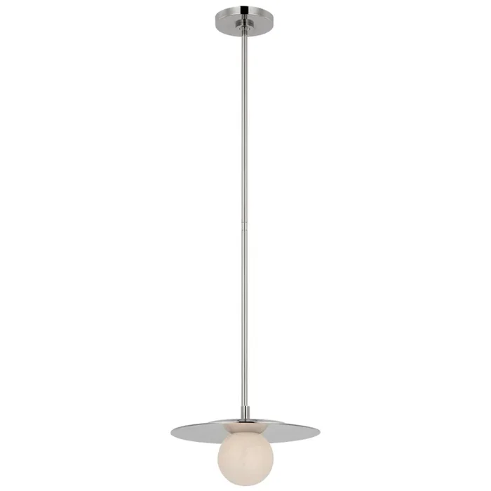 Kelly Wearstler Pertica 12″ Disc Pendant in Polished Nickel with Alabaster Ceiling Light W12″KW 5525PN-ALB