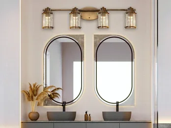 KICHLER Wandleuchte ASHLAND BAY in Messing für Badezimmer & Wohnraum, Breite 86cm