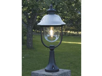 Konstsmide LED Sockelleuchte Laterne außen im Landhausstil, Schwarz-Silber, Höhe 54cm