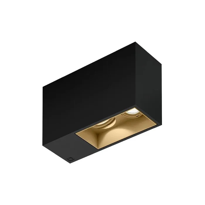 LED Deckenleuchte PLANO 2.0, IP20, 2-flammig, 230V, CRi >90, dimmbar, kardanisch, 2700K 15�, mattschwarz / champagner