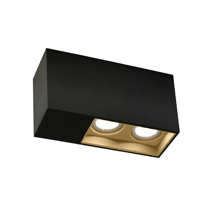 LED Deckenleuchte PLANO CEILING SURF 2.0 LED Strahler, 2-flammig, 3000K CH 22W DIM , IP20, schwarz matt, champagner