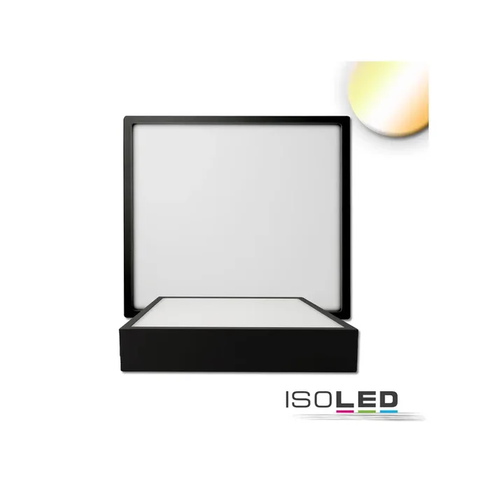 LED Deckenleuchte PRO schwarz, 24W, eckig, 225x225mm, ColorSwitch 2700|3000|4000K, dimmbar