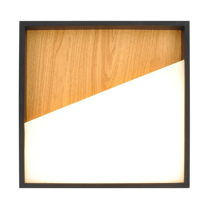 LED Deckenleuchte VISTA 30x30cm 25W 1750lm 3000K CRI>80 IP20 dimmbar, holz, schwarz